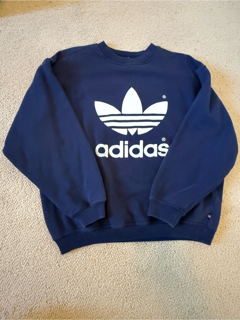 adidas Navy Crewneck Sweatshirt with White Trefoil Logo